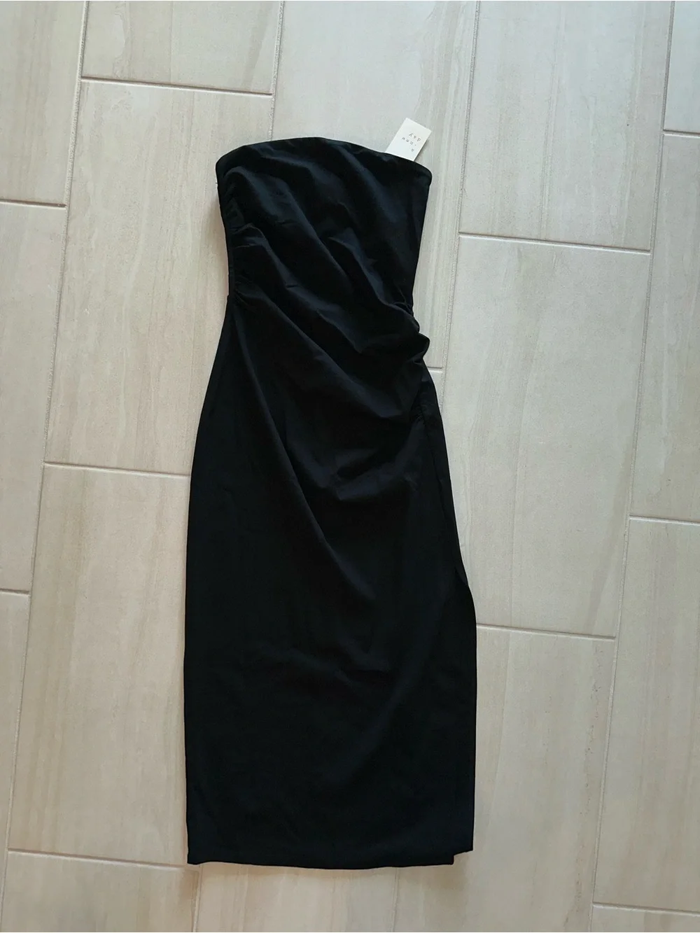a new day Strapless Black Ruched Dress